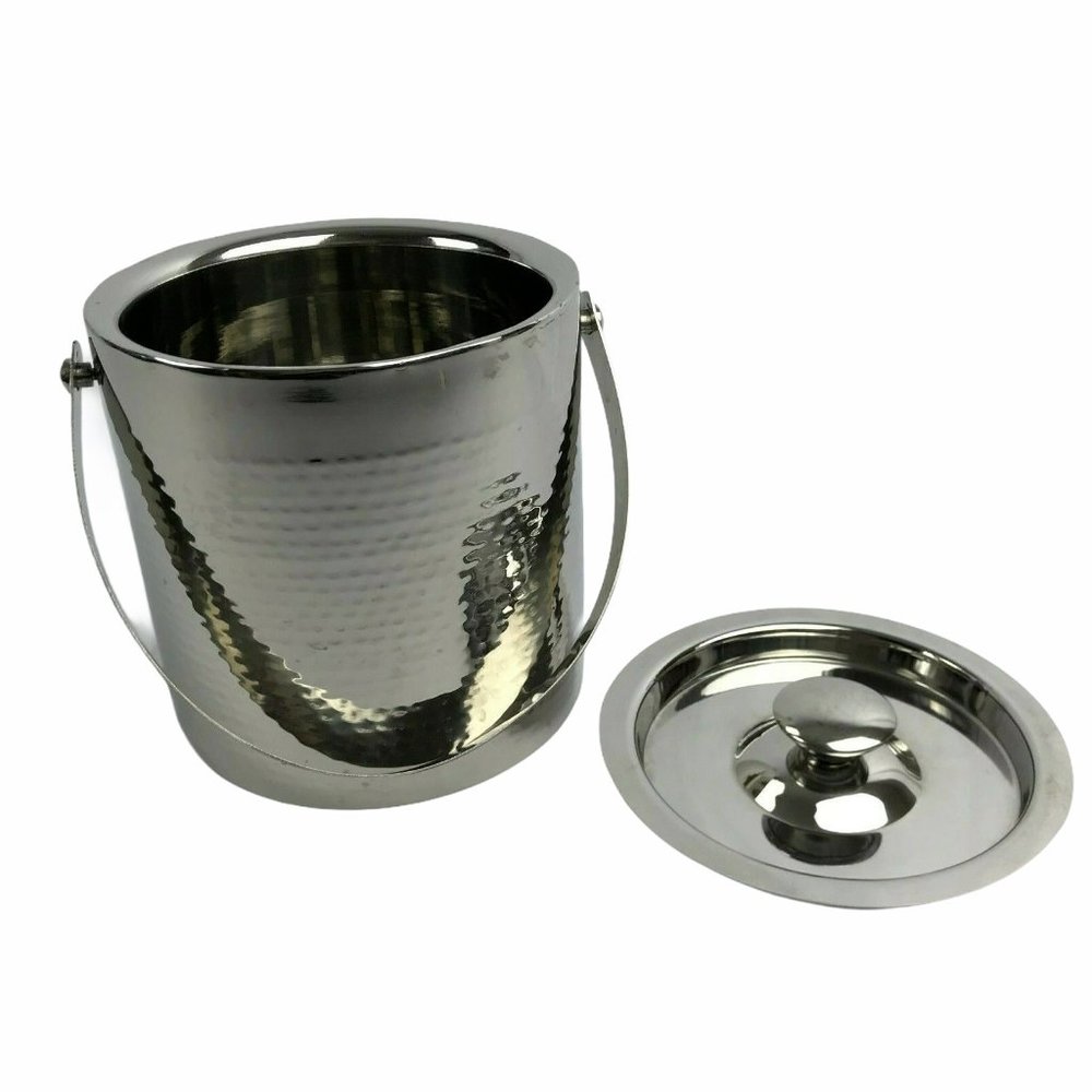Williams Sonoma Godinger Ice Bucket Silver 8 Cups, Metal Hammered Silver